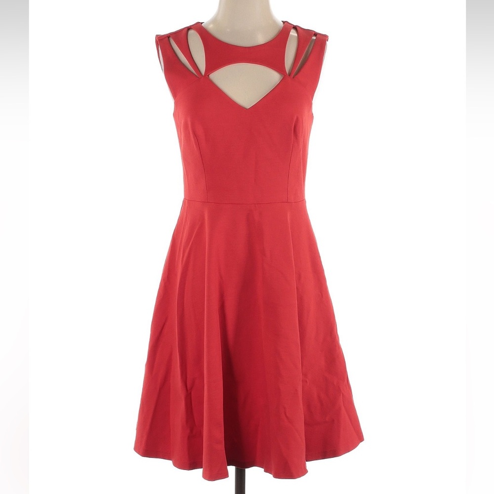 Betsey Johnson Red Cut Out Whimsical Punk Cocktail Vampy Gothic Dress Size 4 S